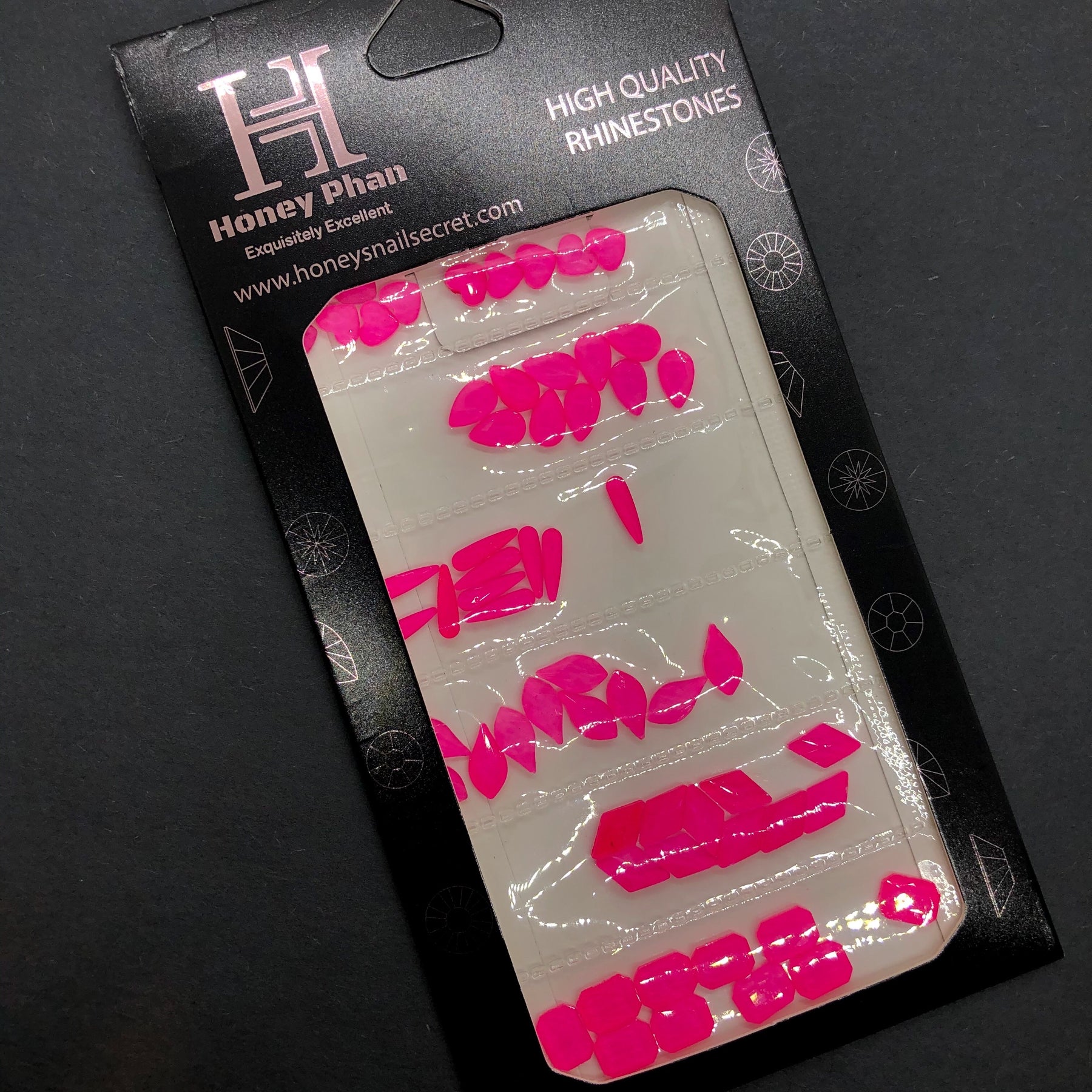 Neon Pink Rhinestones 6 shapes (60 pcs/6 shape) -R51 – HONEY'S NAIL SECRET